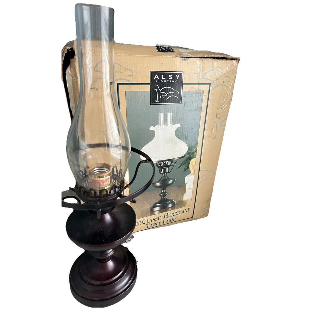 Vintage The Classic Hurricane Style Table Lamp By Alsy Lighting New In Box READ